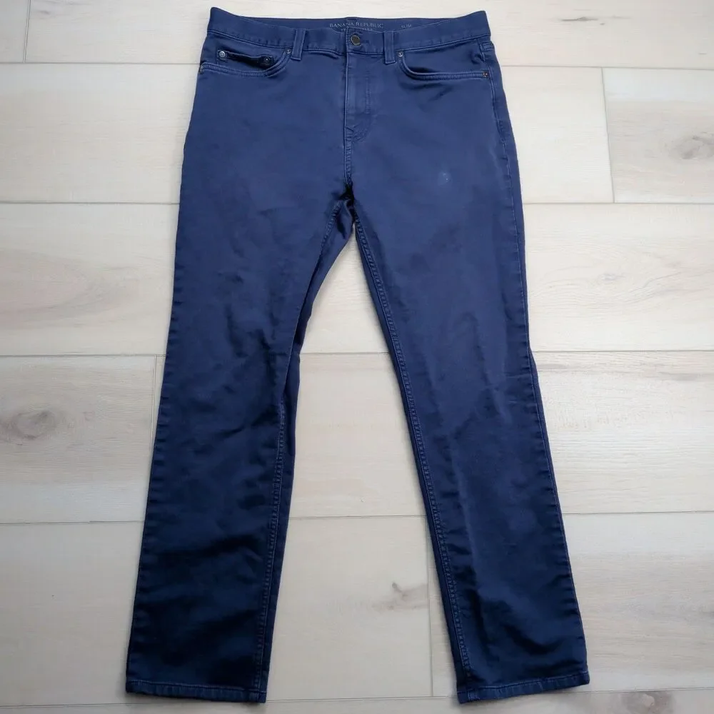 Banana Republic Traveler Jeans Mens 33x29 Slim Fit Denim Stretch Blue‎